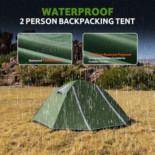 Naturehike Bleik Camping Tent, Lightweight Backpacking Tents Waterproof Double Layer for Outdoor Hiking Trekking (2 Man-Green-With Canopy) — view 4