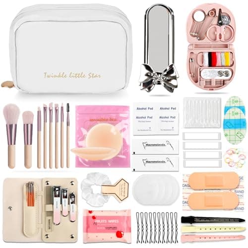 YouxuanAio Women's Emergency Kit for Weddings ,Wedding Survival Set with Makeup Bag,36 Pc Wedding Essential Items for Brides Daily. (White)