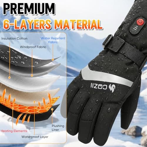 COZII Heated Gloves Rechargeable, 7.4V Electric Heated Gloves for Men Women Fast Heating, 3 Heat Settings & Touchscreen, Winter Hand Warmers Gloves for Sports, Cycling, Skiing — view 2