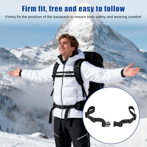 2Pair Adjustable Backpack Chest Strap,Chest Belt with Buckle & Slide D-Ring — view 5