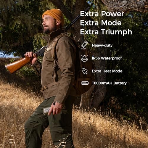 OCOOPA IP56 Waterproof Hand Warmers Rechargeable 10000mAh, Extra Heat Mode, Instant Heat, 16hrs Long Lasting Heating, PD & QC Electric Heater with Torchlight, Outdoor Gifts for Hunting Camping,1 Pack — view 2