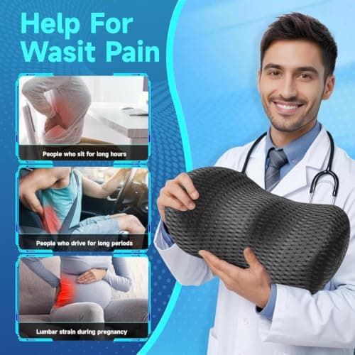 Niceeday Lumbar Support Pillow for Office Chair, Car Lumbar Pillow, Memory Foam Back Support Cushion with Breathable 3D Mesh Back Support for Office Chair Back Support Backrest 3D-Small — view 3