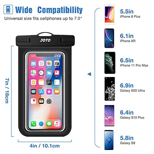 JOTO 2 Pack Waterproof Phone Pouch Case Up to 7" -Black — view 2