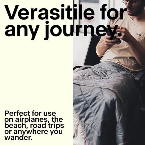 Gravel Layover Travel Blanket – Ultra-Lightweight, Warm Down Alternative with Carry Pouch (Black) — view 6