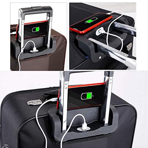 HLXB Large Capacity Luggage Suitcase Trolley, Flexible Spinner, high Density Oxford Fabric with USB Rechargeable Port,Purple, Brown, Black — view 3