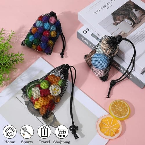 Nogeqi 10 pcs Small Mesh Bags Drawstring, Black Mesh Bags Drawstring, 4" X 5.7"Mini Nylon Net Bag with Cord Lock for Travel Laundry Stuff Organizing Storage Bag — view 5