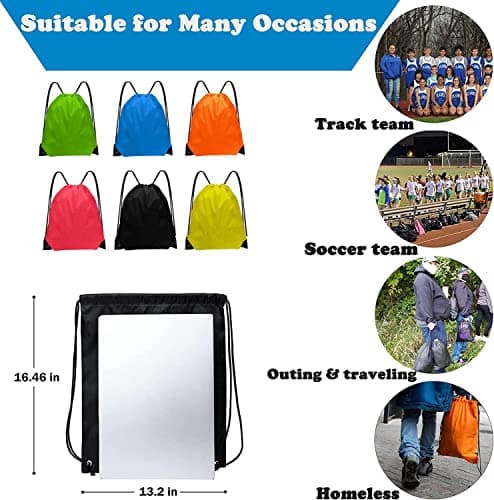 DDSHUN 6 Pack Drawstring Bags Drawstring Gym Bag Waterproof Running Backpacks Sports String Bag String Swim PE Bag for Sports, School, Gym, Travel, Swimming Beach Storage Organization - Multicolor — view 4