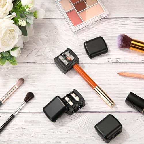 Faccito 6 Pack Makeup Pencil Sharpener with Cover, Lip Liner Cosmetic Eyeliner Pencil Sharpener, Double Hole Points Manual Tools for Eyeliner Lipliner, Multi Colors — view 4