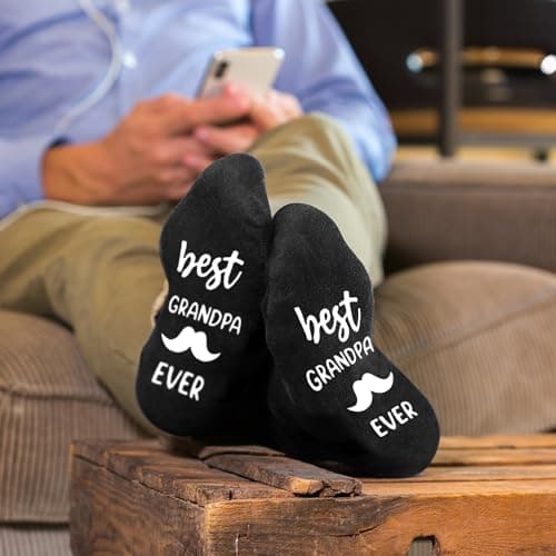 CHEERYMAGIC Father Gifts Dad Gift, Best Grandpa Ever Socks for Him, Novelty for Men Grandpa Socks Breathable Fathers Funny Cotton Crazy Sock Non-Slip Christmas Birthday Present A4HBDJW — view 2