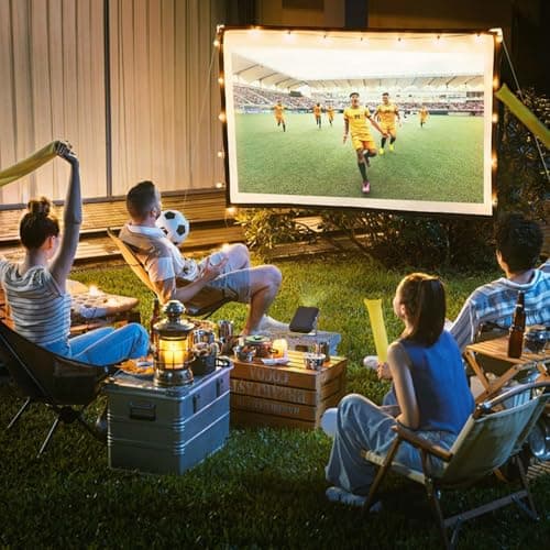 100 Inch Projector Screen, 16:9 HD Portable Projection Screen, Foldable Wrinkle Free Projector Screen with Hooks and Ropes for Indoor Home Theatre, School Presentations, Office Meetings and Outdoor Us — view 6