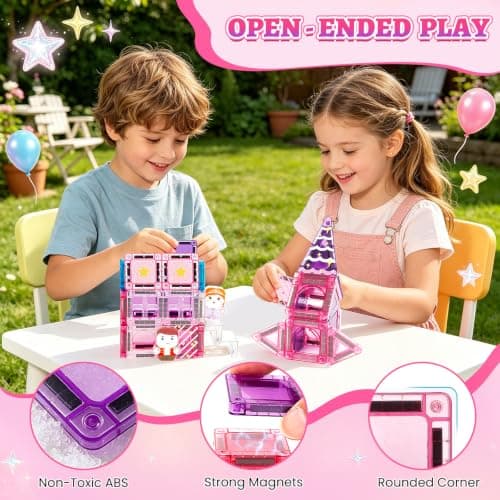 Jovicos Travel Magnetic Tiles for Kids Magnetic Building Blocks with Case — view 3