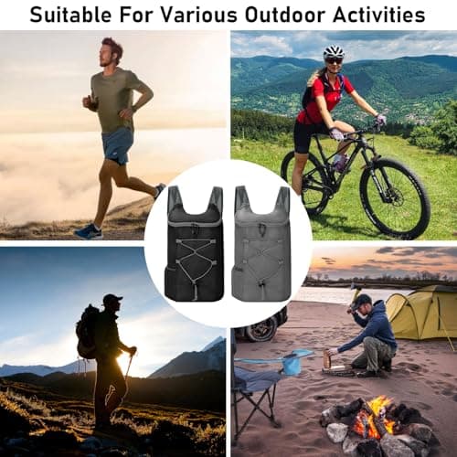 InfiniZer 2 Pcs Ultra Lightweight Foldable Backpacks Water Resistant Packable Rucksacks Hiking Daypacks for Women Men Outdoor Travelling Camping Biking Cycling Walking (Black 2+Grey 2) — view 6