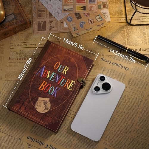 Our Adventure Book Leather Couples Scrapbook Photo Album - 164 Acid-Free Pages, Travel Journal for Anniversaries, Vacations & Date Nights, Pocket-Sized Memory Book, Romantic Gift for Him & Her — view 2