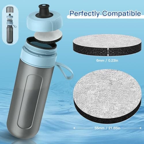 OHFAMO 12 Pack MicroDisc Water Filters Compatible with Brita Fill&Go Bottles, Individually Packed Replacement Filter Discs, Reduce Chlorine, Microparticles, Unwanted Taste and Odours — view 6