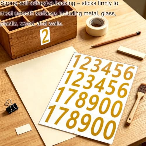 LUIMSUIM 5 Sheets 5 Inch Bin Number Stickers for Mailbox, Stick on Numbers, Waterproof Self Adhesive Sticky Numbers Sticker for Lockers, House, Folder, Bins, Storage, Note, Sign (Gold) — view 4