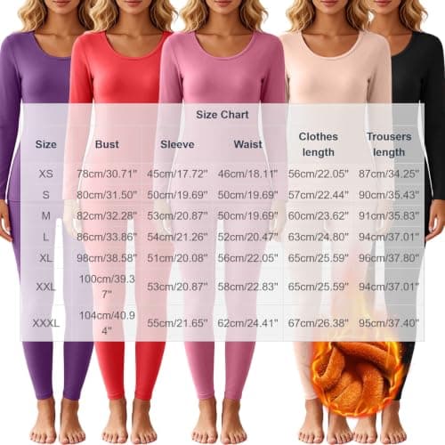 TURWXGSO Womens Thermal Underwear Sets Autumn Winter Warm Golden Fleece Base — view 3