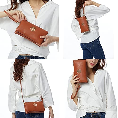 AOSSTA Womens Small Crossbody Bag for Girls Crossbody Phone Bags Mini Shoulder Handbag With Wristlet Adjustable Strap (Silver) — view 2