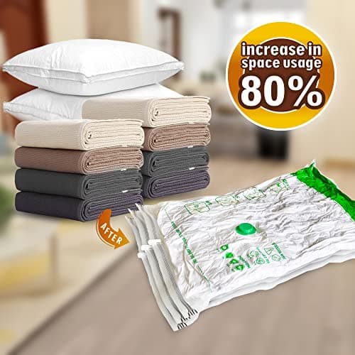 STORAGE MASTER Space Saver Bags for Travel and Home Reusable Vacuum Storage Bags Save 80% More Storage Space Work with Vacuum Cleaner (9 Medium, No Pump Included) — view 6