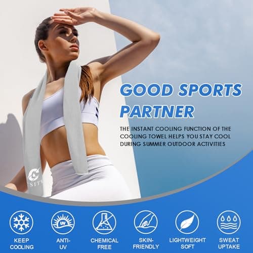 CSITE 6 Pack Cooling Towels (120x30cm) for Neck and Face, Ice Towel for Hot Weather, Soft Breathable Chilly Gym Towels, Microfiber Towel for Work Out, Yoga, Running, Camping & More Activities — view 6