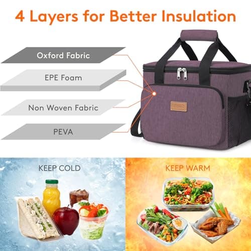 Lifewit Lunch Bag 9L 12 Can Insulated Lunch Box Soft Cooler Cooling Tote for Adult Men Women, Purple — view 3