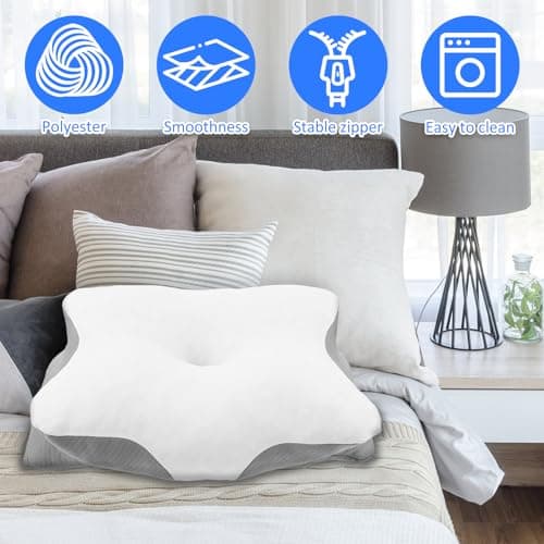 JEJUWE Cervical Pillowcase for Butterfly Pillow Case Cover Only - Soft Pillowcase for Contouring Memory Foam Neck Support Pillow, Zipper Closure, Machine Washable, 61 x 43 cm — view 2