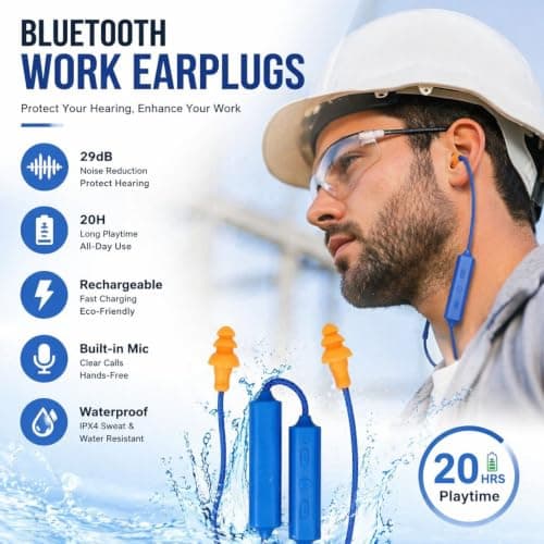Bluetooth Earplug Headphones for Work, in-Ear Earphones, IPX5 Waterproof — view 2