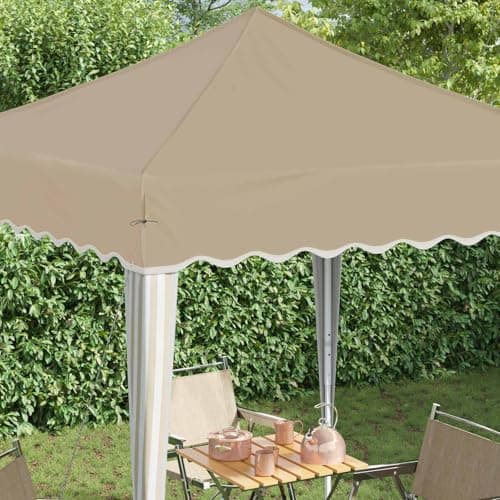 NiuBIKeLasI Pop Up Party Tent 195 x 195 x 245 cm Cream Oxford Fabric with UV Protection Weatherproof Steel Frame Foldable for Garden Party Wedding Festival — view 3
