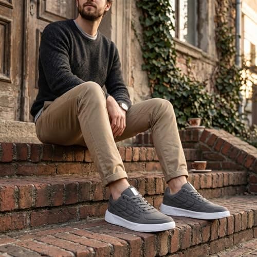 Set & Done Men's Casual Dress Sneakers | Ultralight and Flexible Men's Walking Shoes for Work, Travel & Everyday Style Grey — view 4