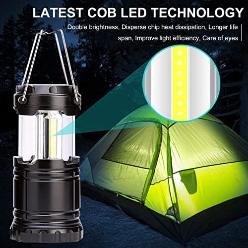 2 Pack Collapsible Outdoor LED Camping Lantern, Portable Battery Powered Light, New Upgrade Emergency Electric Lamp with Foldable Handle, Applicable to Hurricane, Emergency, Family, Shed — view 4