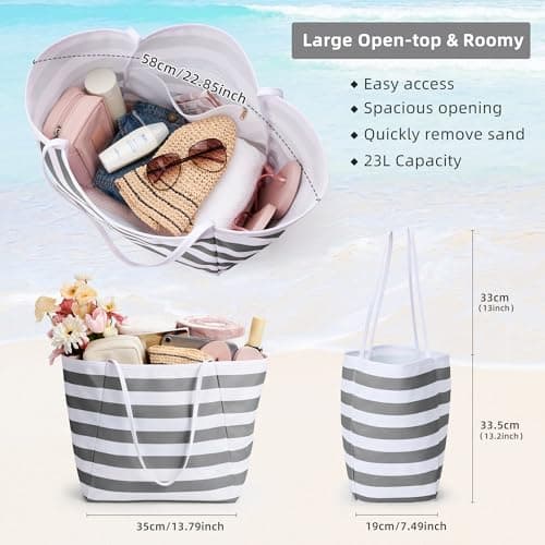 KALIDI Large Beach Bags for Women Holiday Essentials for Men Women's Totes Waterproof Beach Bag Travel Tote Bag for Pool Gym Shopping Travel Grocery — view 5