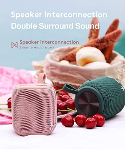 FIGMASU Bluetooth Speaker Portable Bluetooth 5.0 Dual Pairing Wireless Speakers Mini,360 HD Surround Sound & Rich Stereo Bass,IPX7 Waterproof for Travel,Pool and Outdoor(Pink) — view 2