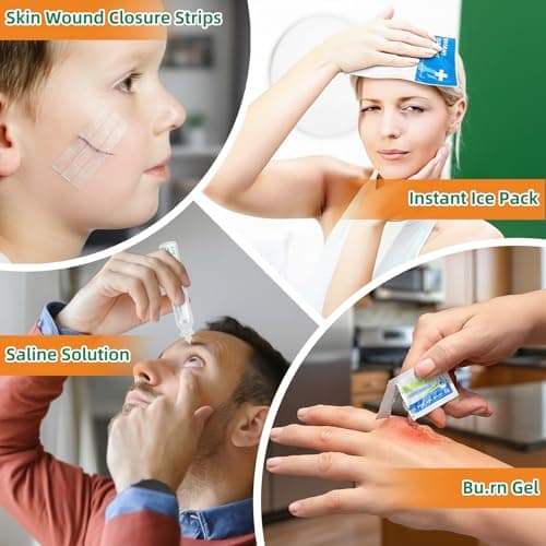 HONYAO First Aid Kit 180 Pcs, Premium Medical Kit for Home Car Workplace Travel Camping Sports Kids, Includes Eyewash, 2 x Instant Cold Packs, 2 x Burn Gel, Emergency Blanket, Plasters, Green — view 6