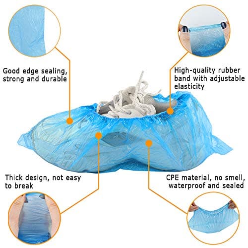 200pcs Shoe Covers Disposable Overshoes Carpet Shoe Protectors Shoe Covers Protection Plastic Overshoes Waterproof for Indoor Outdoor, Protects Carpets Floors — view 4