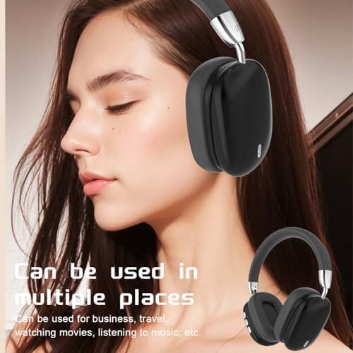 B36 Wireless Over-Ear Headphones, Bluetooth,Foldable and portable , Premium Mesh Fabric, Silver Metal Accents Suitable for travel, learning, sports, listening to music and other scenarios (黑色) — view 2