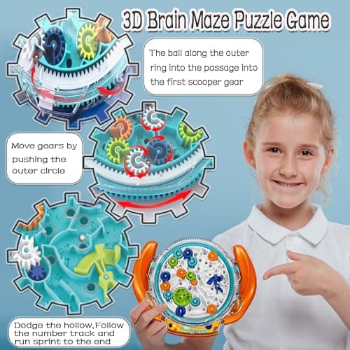 JRD&BS WINL The Ultimate Mind Puzzles for Ages 8-10 Challenge 3D Maze Game Brain Teaser Puzzles Toys for Children Teens and Adult Fun Travel Game for Kids Toys Labyrinth Game Marble Maze(Orange) — view 2