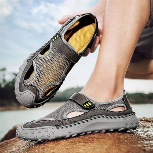 Rojeam Men's Sandals Non-Slip Fisherman Sandals Summer Shoes for Travel, Beach & Casual, Grey, 7 UK — view 3