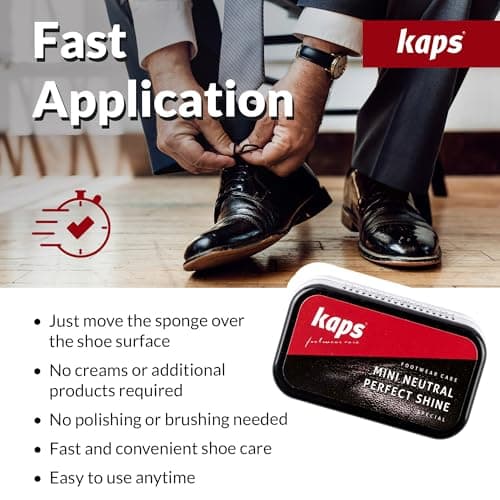 Kaps Shoe Shine Sponge for Leather - Instant Shine and Cleaning Pad, Transparent Neutral, Compact Travel Size for Shoes, Boots, and Bags Mini Perfect Shine — view 3