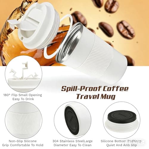 KANGSIT Insulated Travel Mug with Leakproof Lid, 380ml — view 4