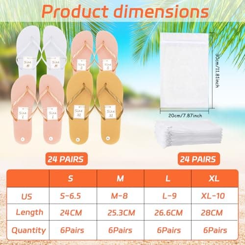 KisSealed 24 Pairs Flip Flops Bulk for Wedding Party Guest Sandals, White, Pink, Gold, 8.5 Wide Women/5.5 Narrow Men — view 3