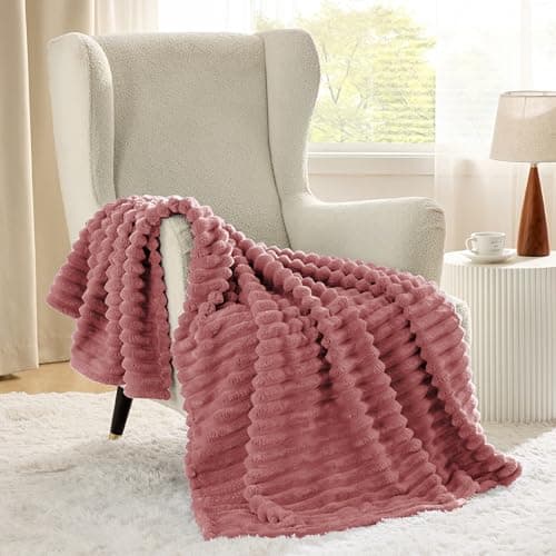 Bedsure Fleece Throw Blanket for Sofa - Fluffy, Brick Dust, 130x170 cm — view 2