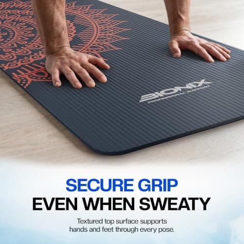 Bionix Yoga Mat Women, Pilates Exercise Workout Home Gym Mat - Printed Blue — view 3