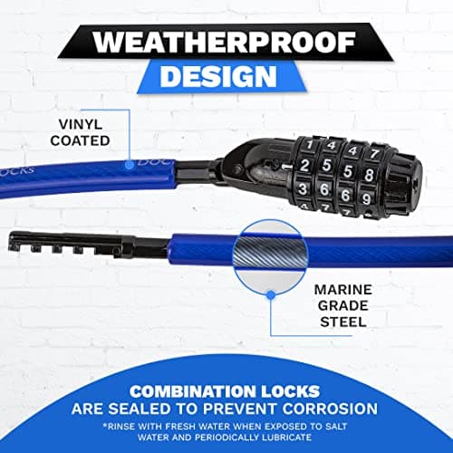 DocksLocks Weatherproof Coiled Security Cable Lock (5ft to 25ft Lengths) with Resettable Combination, Anti-Theft Protection for Kayaks, Bikes, Paddleboards, Scooter, Equipment, Bicycles and More 5ft — view 4