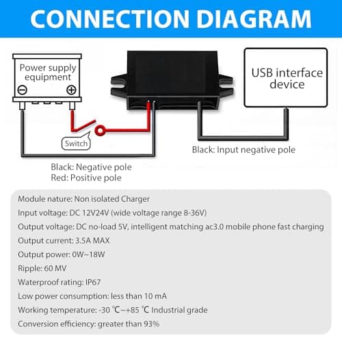 Lueden DC-DC Converter 12V/24V to USB 5V 3A Adapter DC-DC Step Down Adapter — view 4