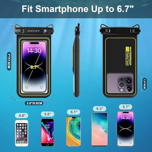 Waterproof Floating Phone Pouch Case, IPX8 Universal Waterproof Phone Pouch Dry Bag Holder for iPhone 16 15 14 13 12 11 Pro Max Samsung S23 Huawei Up to 6.8” for Vacation Beach Swimming — view 3