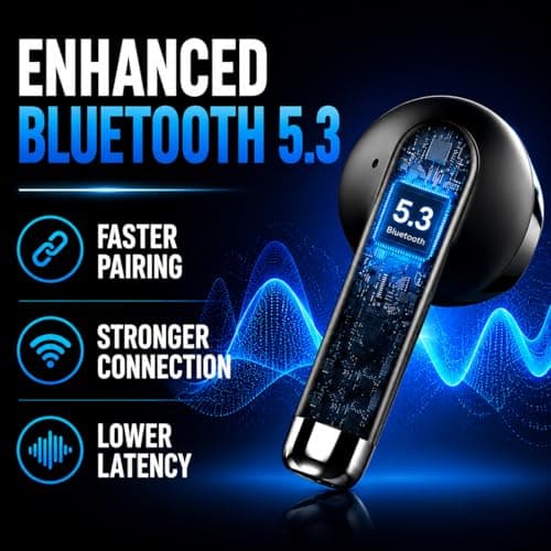 Wireless Earbuds, Bluetooth 5.3 Headphones in Ear with 4 ENC Noise Cancelling Mic, Bluetooth Earbuds 40H Playtime, Ear Buds HiFi Stereo Deep Bass Wireless Earphones, IP7 Waterproof, USB-C Fast Charge — view 5