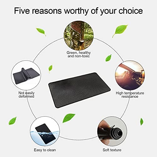 BLAU GRUN Car Dashboard Anti-Slip Rubber Pad, 10.6''x 5.9'' Universal Non-Slip Car Magic Dashboard Sticky Adhesive Mat for Phones Sunglasses Keys Electronic Devices and More Use (Black/Grid) — view 4