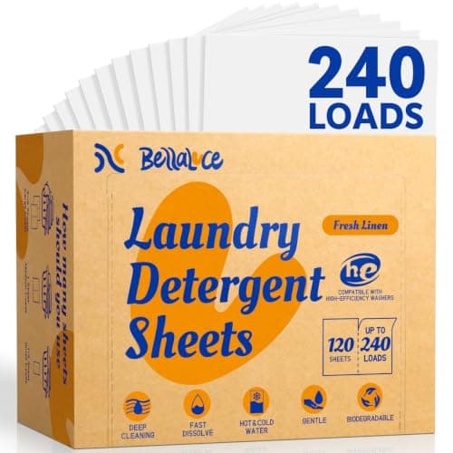 BellaLuce Laundry Detergent Sheets, 240 Loads, Fresh Linen Scent