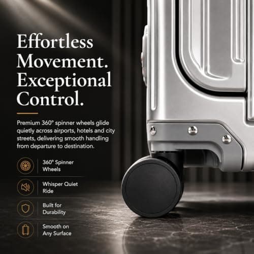 Aerolite Premium Aluminium Cabin Suitcase – Zipperless TSA Locks, USB Charging Port, Front Laptop Compartment & Fold-Up Bottle Holder – 55x38x23cm, 40L – Metal Hard Shell Carry On Hand Luggage Silver — view 5