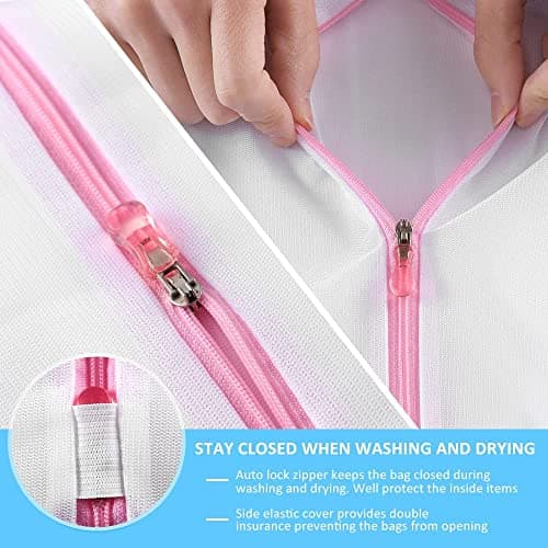 Gogooda 7PCS Mesh Laundry Bags, Reuse Durable Washing Machine Bag for Delicates Blouse, Hosiery, Underwear, Bra, Lingerie and Baby Clothes(XXL, XL, L, M, S, 2 Bra Bags) — view 4