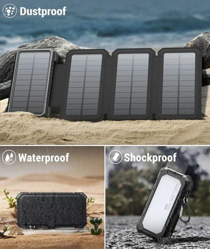 BLAVOR Solar Power Bank with 4 Foldable Solar Panels, 20000mAh External Battery Pack 18W Portable Fast Charging Phone Charger for Mobile Phone Tablet Outdoor Camping — view 6